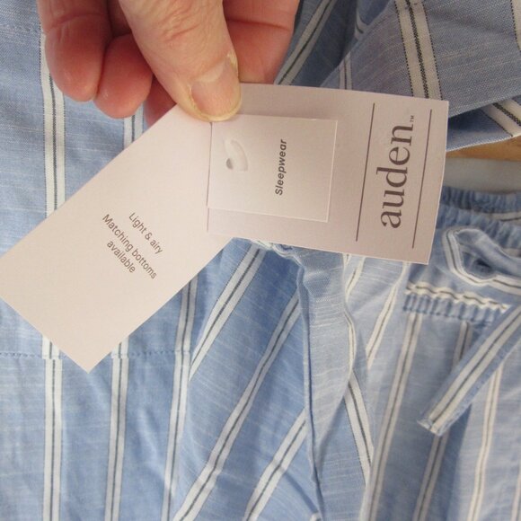 Auden Pajama Set Blue White Striped Shorts Button Down Short Sleeve Size XXL NWT - Picture 9 of 14